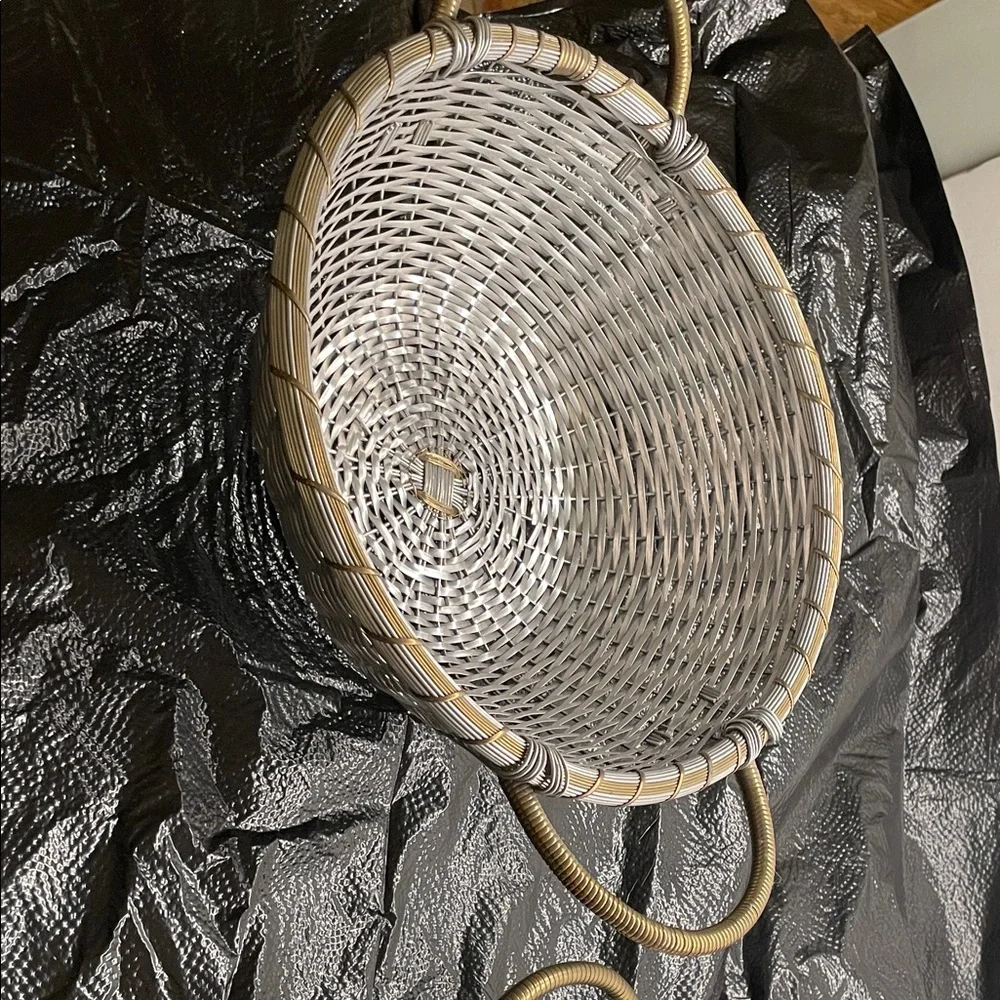 Versace Silver and Gold Woven Basket with Handles. - Picture 2 of 12